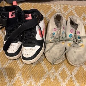 Nike Kids Black, White & Pink High-Top Sneakers